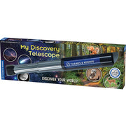 Thames & Kosmos My Discovery Telescope STEM kit packaging with telescope displayed
