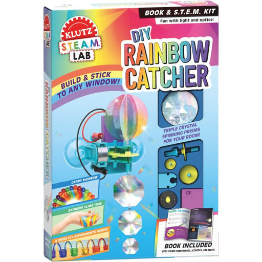 Klutz STEAM Lab DIY Rainbow Catcher kit box showing optical experiments and included materials