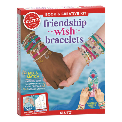 Klutz Friendship Wish Bracelets book and creative kit box showing bracelet making supplies
