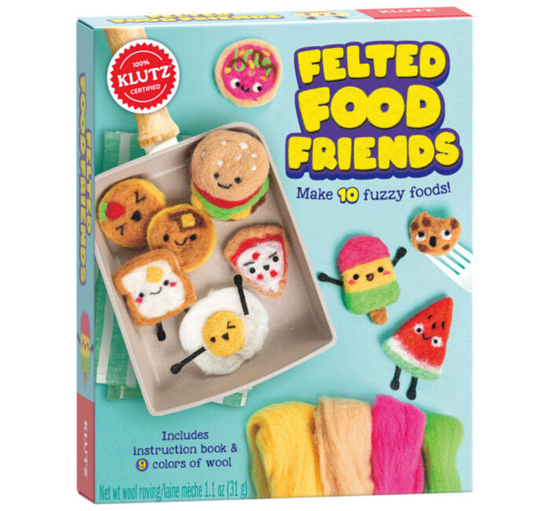 Klutz Felted Food Friends craft kit box showing felted food characters and wool roving