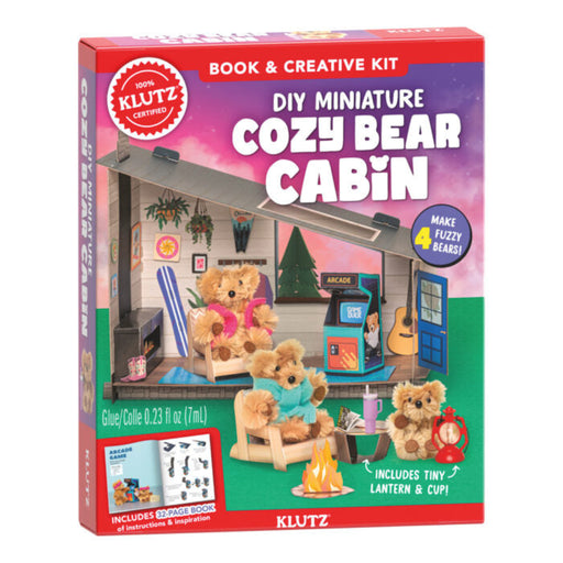 Klutz DIY Miniature Cozy Bear Cabin craft kit box showing miniature bears in cabin scene
