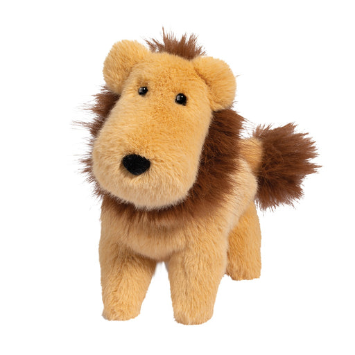 Lloyd Lion plush toy with golden tan fur and brown mane on white background