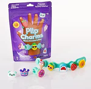 Plip Charms ring and bracelet kit package with colorful charm beads displayed