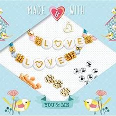 DJECO Beads & Jewelry Love Letters craft kit with beads and letter components displayed