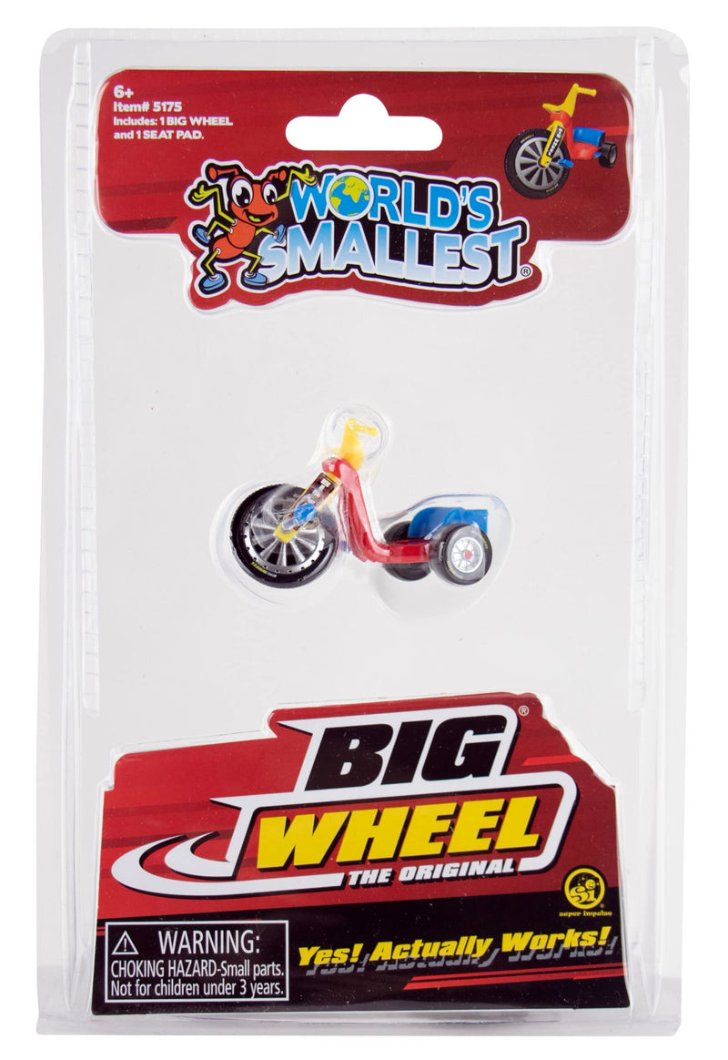 World's Smallest Big Wheel tricycle toy in red and blue packaging