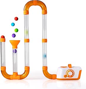 Air Toobz tube building toy set with orange connectors and clear tubes with colored balls