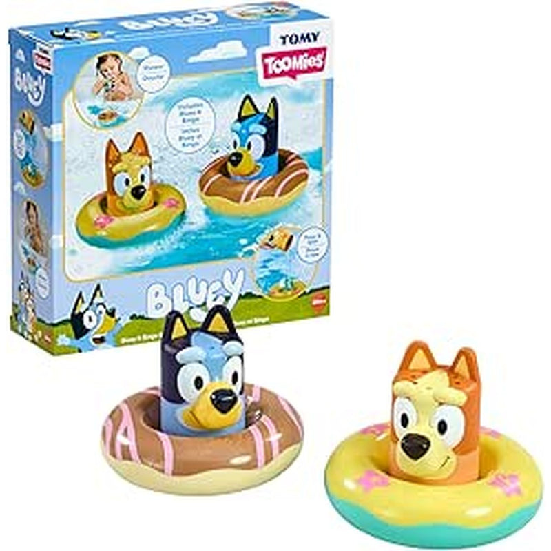 Bluey Splash & Floats toy set with two character figures in colorful floating rings