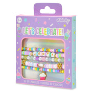 iScream Let's Celebrate bracelet set with 5 colorful beaded bracelets spelling HAPPY in retail packaging