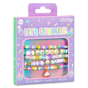 iScream Let's Celebrate bracelet set with 5 colorful beaded bracelets in purple packaging