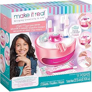 Make It Real Light Magic Nail Studio with girl demonstrating pink nail art device