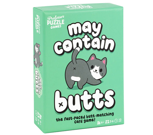 May Contain Butts fast-paced butt-matching card game by Professor Puzzle on green box