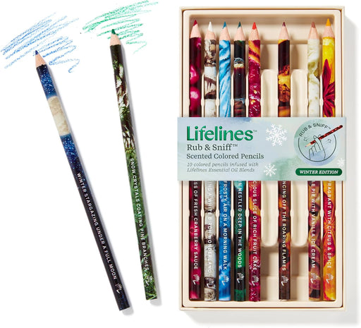 Lifelines Rub & Sniff scented colored pencils winter edition set with 10 pencils in box