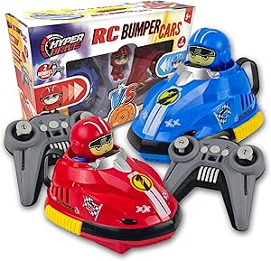 RC Bumper Car race set with red and blue remote control cars and controllers