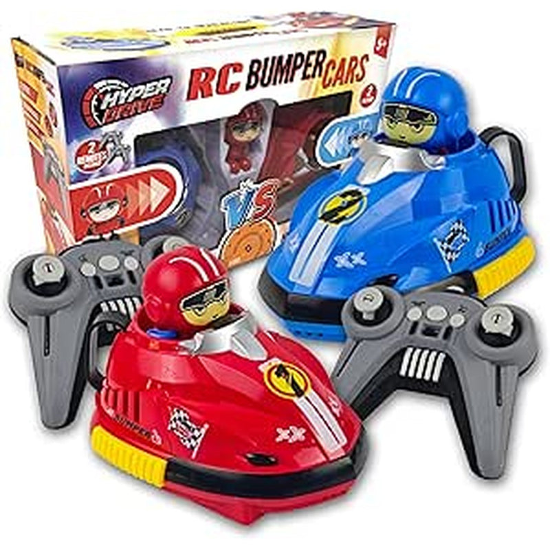 RC Bumper Car race set with red and blue remote control cars and controllers