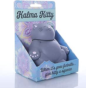 Gray Kalma Kitty stress relief squishy toy in decorative packaging box