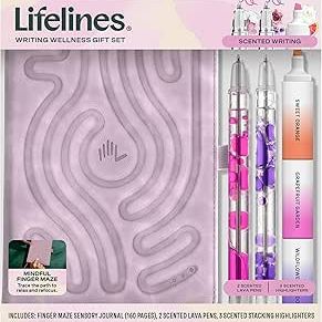Lifelines scented lava pen set with pink and purple pens in packaging