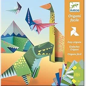 DJECO Origami Dinosaurs craft kit box showing colorful folded paper dinosaurs