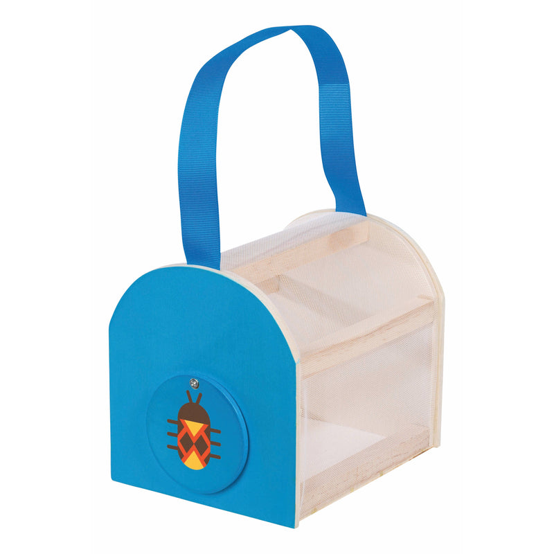 Blue mesh critter case with firefly design and carrying handle