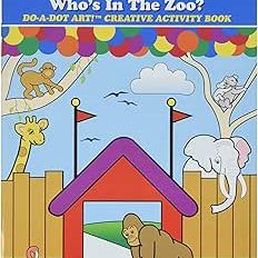 Do A Dot Art zoo animals coloring activity book with colorful dot border