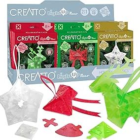 Creatto Holiday Classics craft kit showing packaging and colorful plastic construction pieces