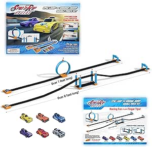 Spin N' Rip Cars racing track set with loop and multiple toy cars
