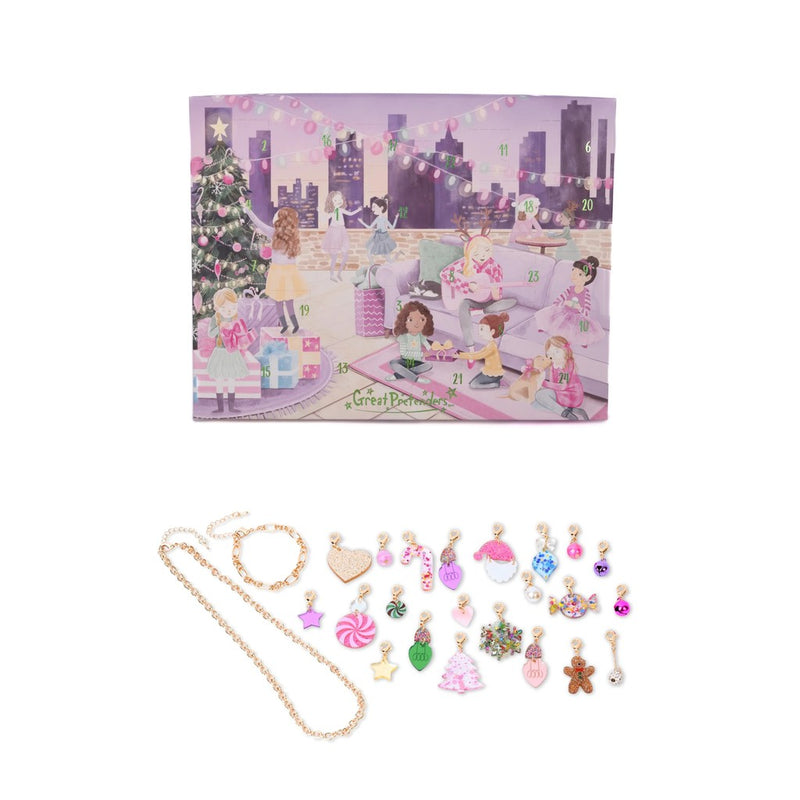 Build a Bracelet Jewelry Advent Calendar with numbered holiday scene and charm collection