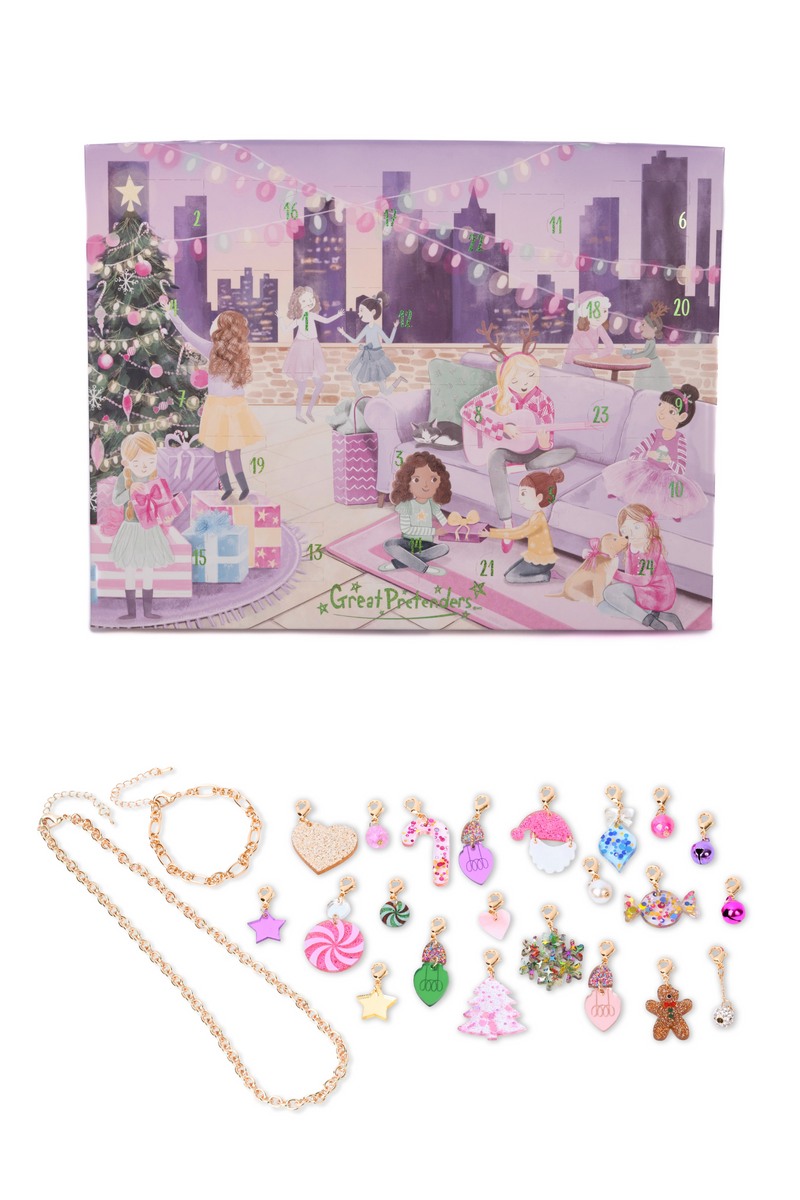 Build a Bracelet Jewelry Advent Calendar with numbered holiday scene and charm collection
