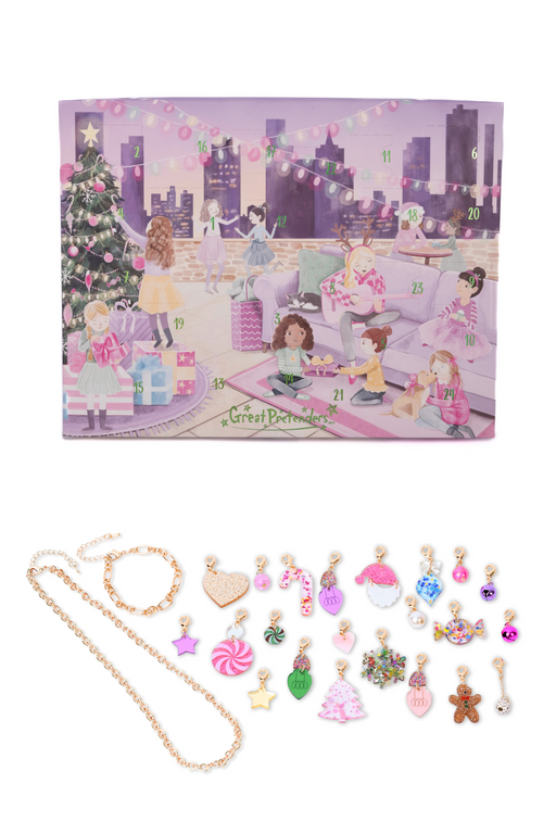 Build a Bracelet Jewelry Advent Calendar with numbered holiday scene and charm collection