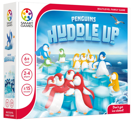Penguins Huddle Up game box by Smart Games showing colorful penguin figures on ice