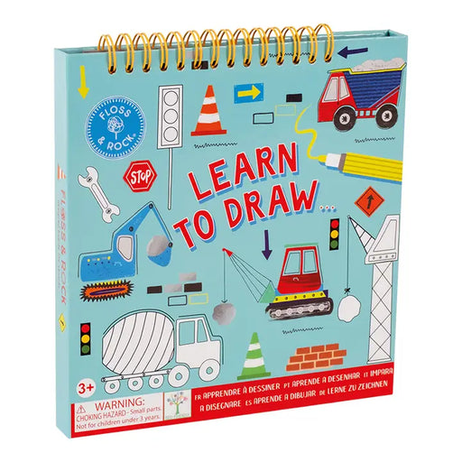 Floss & Rock Construction Learn to Draw spiral-bound drawing book with construction vehicle illustrations