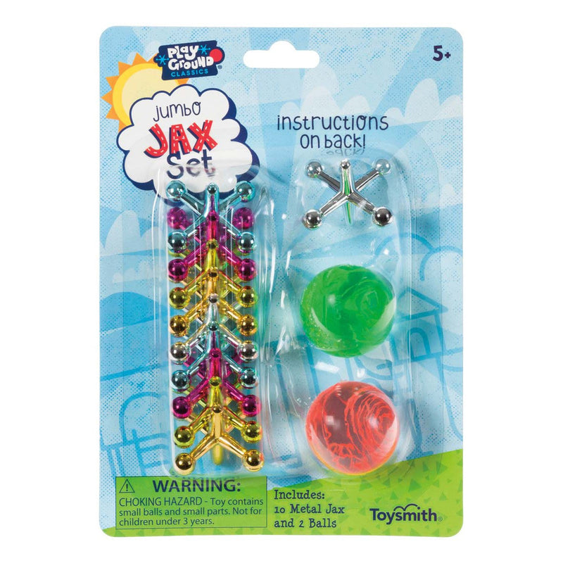 ToySmith Jumbo Jax Set package with colorful metal jax and two balls