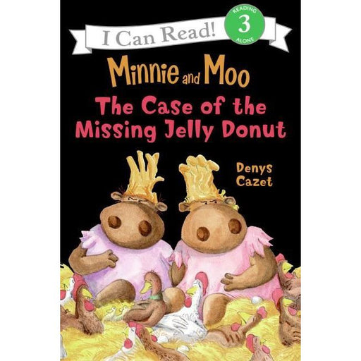 Minnie and Moo children's book cover featuring two cow characters with jelly donuts