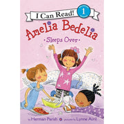 Amelia Bedelia Sleeps Over children's book cover showing three girls at a sleepover