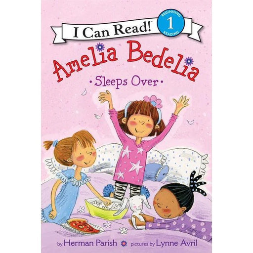 Amelia Bedelia Sleeps Over I Can Read Level 1 book cover with children at sleepover