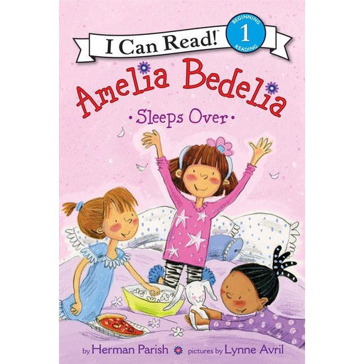 Amelia Bedelia Sleeps Over I Can Read Level 1 book cover with children at sleepover