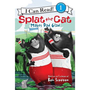 Splat the Cat Makes Dad Glad I Can Read Level 1 book cover showing two black cats in striped shirts