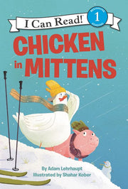 I Can Read book cover showing Chicken in Mittens with snowman skiing illustration
