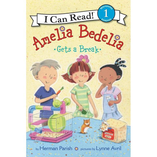 Amelia Bedelia Gets a Break children's book cover with three kids and art supplies