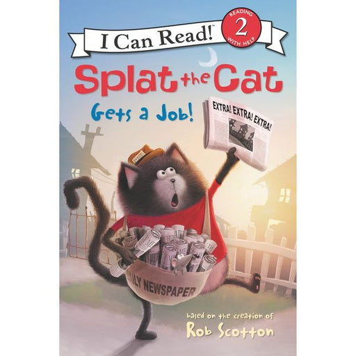 Splat the Cat Gets a Job book cover showing cat character with newspapers