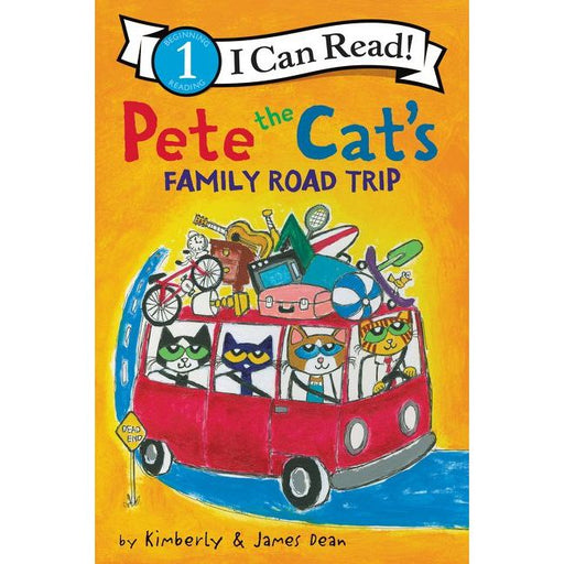 Pete the Cat's Family Road Trip I Can Read Level 1 book cover with colorful bus illustration