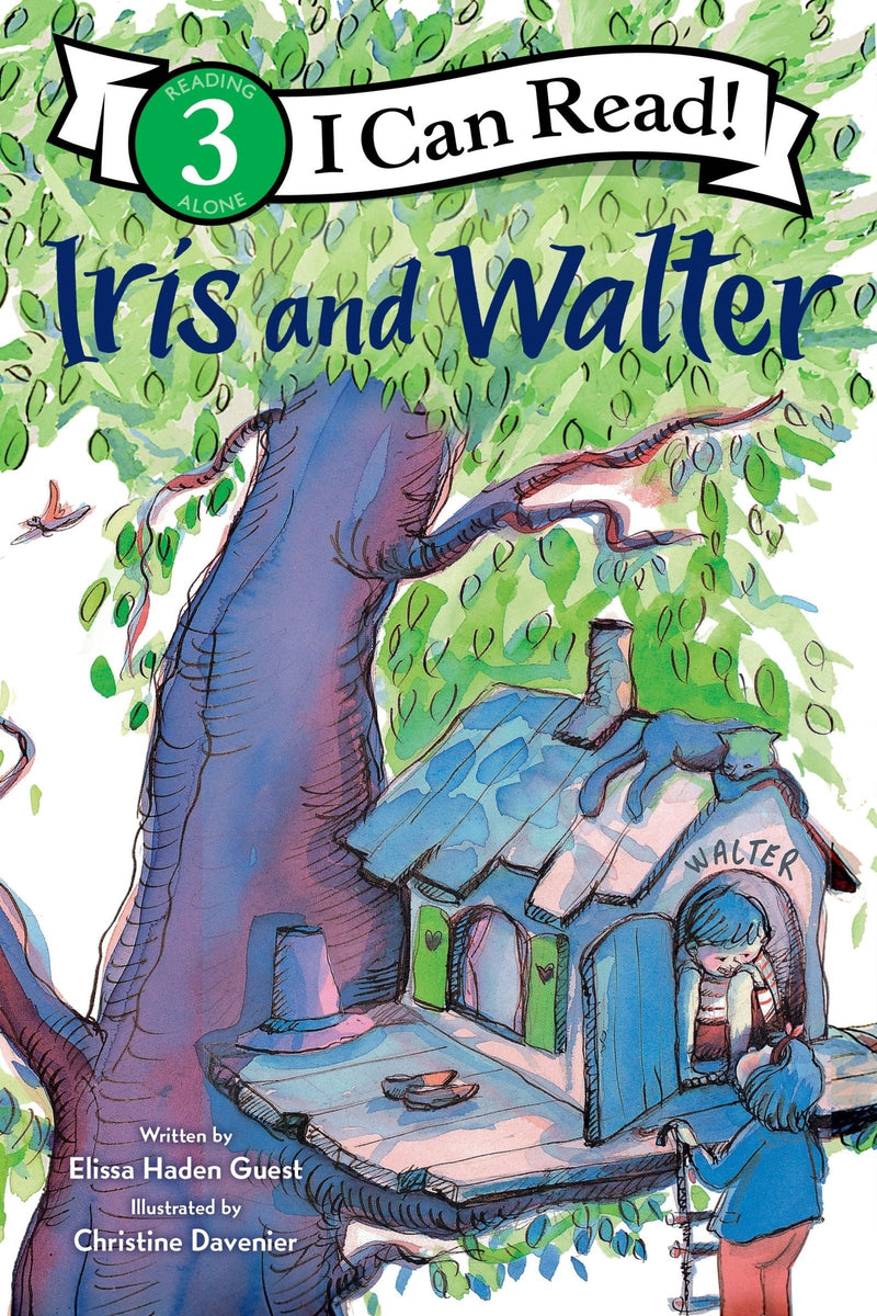 Iris and Walter I Can Read Level 3 children's book cover with tree house illustration