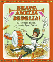 Bravo Amelia Bedelia children's book cover showing Amelia with musical instruments and sheet music