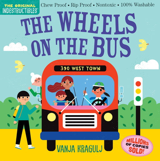 Indestructibles The Wheels on the Bus children's book cover with colorful bus illustration