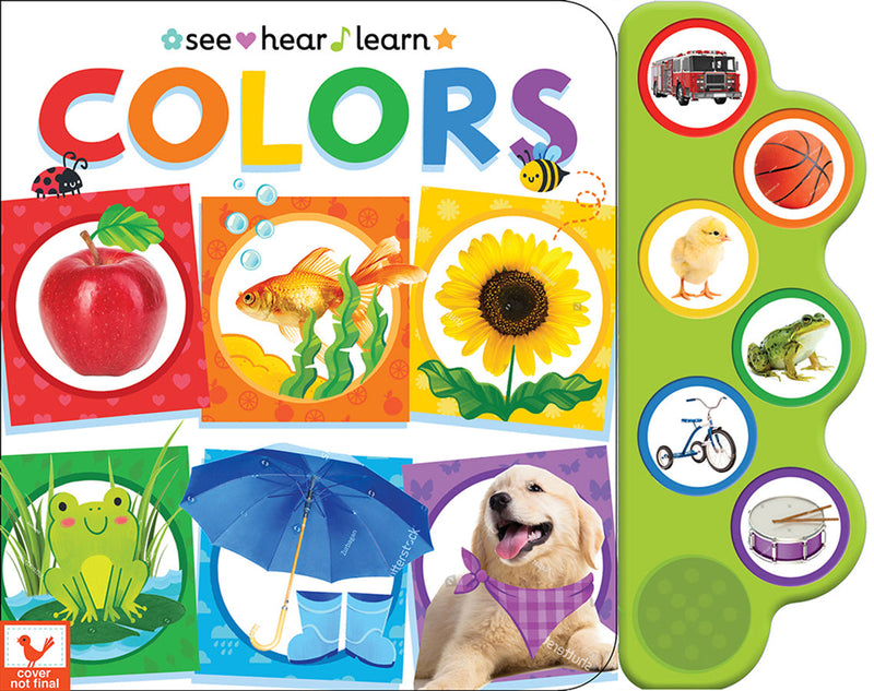 See Hear Learn Colors interactive sound board book with animal and object buttons