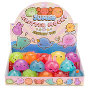 Kawaii Slime Co Jumbo Glitter Mochi sensory toys in colorful display box with cute character designs