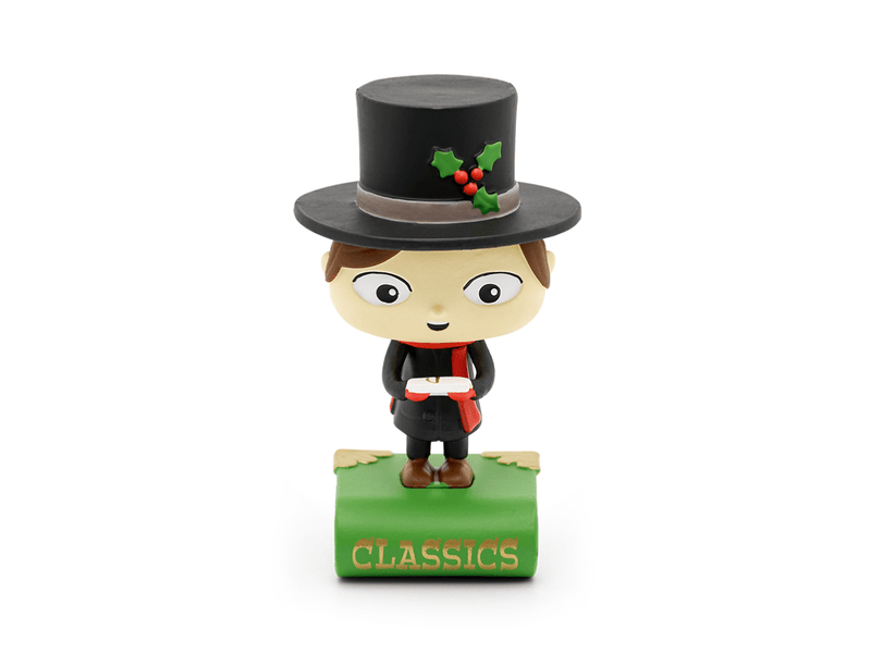 Tonie Christmas Carol figurine with black top hat and holly decoration on green base