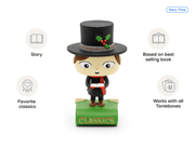 Tonies A Christmas Carol figurine with top hat and holly decoration on green CLASSICS base