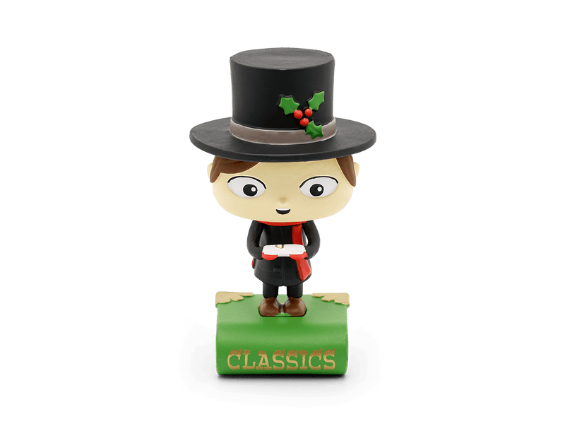 Tonie figurine of character in top hat with holly decoration on green base labeled Classics