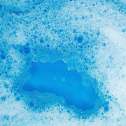 Blue bubble bath foam with bubbles showing magical fizzy texture