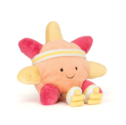 Jellycat Amuseables Sun plush toy with roller skates in pink and yellow colors